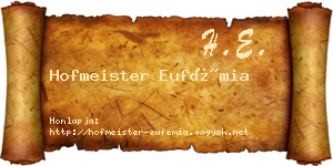 Hofmeister Eufémia névjegykártya
